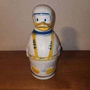 Vintage Donald Duck Wheat Puffs Cereal Container 7 Oz Plastic Canister Coin Bank